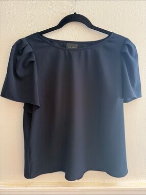 Alex Marie Navy Puff-Sleeve Top